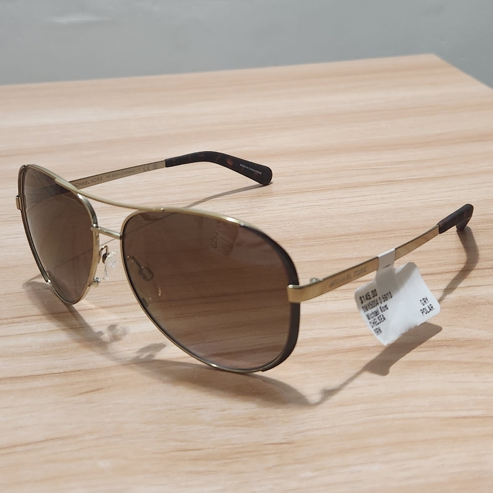 Michael Kors Stylish Gold Aviator Sunglasses Perledo Frame. NO CASE